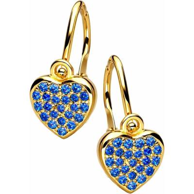 Zlaton Náušnice žluté zlato srdce osazené modrými kameny 1.2cm 1.1g 001122508221
