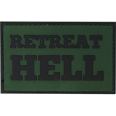 Gumená nášivka 101 Inc nápis Retreat Hell - olivová