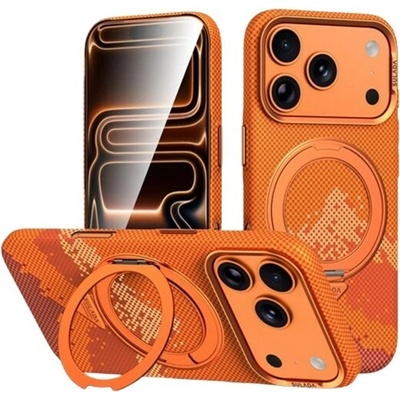 SULADA Kevlar Pixel Grid Texture Rotation MagSafe Apple iPhone 17 Pro oranžový