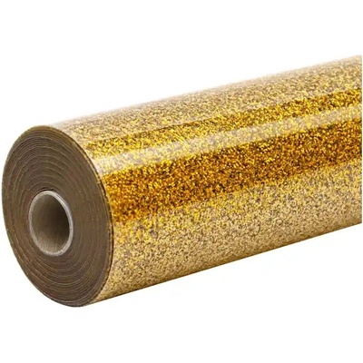 HTVRONT – fólia na termotransfer s trblietkami, 30,5 cm x 90 cm (zlatá)