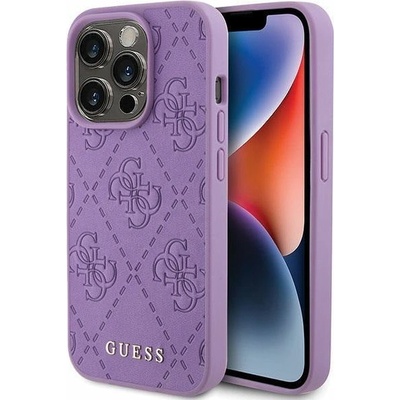 GUESS Кейс Guess Leather 4G Stamped за iPhone 15 Pro, лилав (3666339150464)