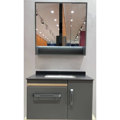 FORMA VITA МЕБЕЛ ЗА БАНЯ С УМИВАЛНИК И ПЛАВНО ЗАТВАРЯНЕ 49-80/4 80см КОНЗОЛЕН СИВ (49-80/4)