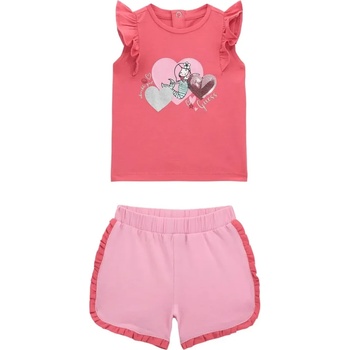 Guess Комплект потник в цикламено с русалка и пайети и къси розови панталони за бебе момиче Guess