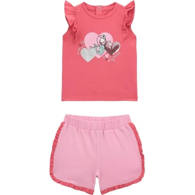 Guess Комплект потник в цикламено с русалка и пайети и къси розови панталони за бебе момиче Guess