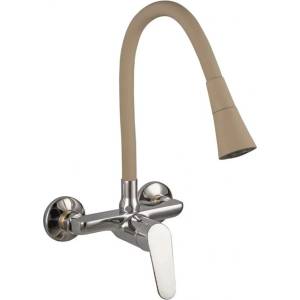 Inter Ceramic Смесител за кухня Inter Ceramic Linni, монокоманден, бежово - гланциран хром (5108152BG 7789)