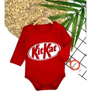 Myrat Baby Боди с дълги ръкави Kit-Kat червено