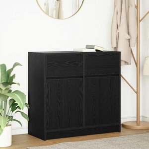 vidaXL Бюфет с чекмеджета, черен дъб, 80x34x76 см, инженерно дърво (861536)