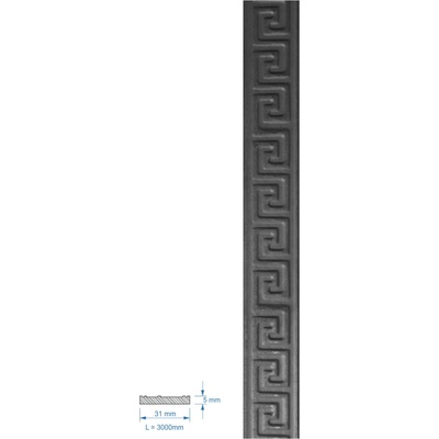 Madlovina vzorovaná 31 x 5 mm, 3000 mm, cena je uvedená za 3 m kus