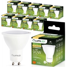 LUMILED GU10 LED 10W 900 lumenov 3000K teplá biela žiarovka bodová nahrádza 90W 120° reflektorové žiarovky reflektorové 10 žiaroviek