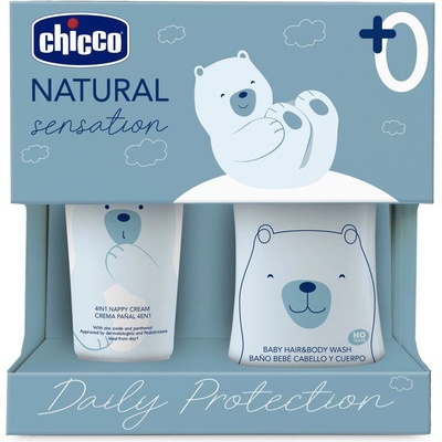 Chicco Natural Sensation 0+ šampón a sprchový gél pre deti od narodenia 200 ml + 0+ detský ochranný krém na zapareniny 100 ml