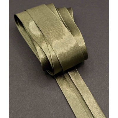 Saténový šikmý prúžok - šírka 1,5 cm khaki