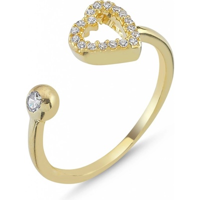 Lunica Stříbrný nastavitelný prsten ZLATÉ SRDCE 0522