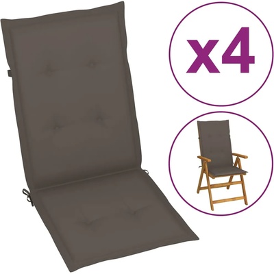 vidaXL Възглавници за столове с облегалки 4 бр таупе 120x50x3 см плат (47541)