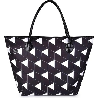 TRIANGLES Veľká textilná kabelka na zips obojstranný kvetinový motív & vnútorné vrecko