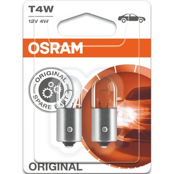 OSRAM Автомобилна крушка Osram 3893, 4W, 35lm, T4W, BA9s, халогенна, 2 броя в опаковка (3893)