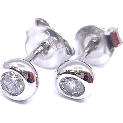 Jan Kos jewellery stříbrné náušnice s bílým kamenem 12119523