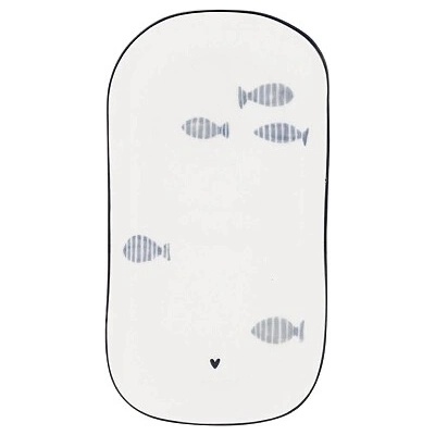 Bastion Collections Oválný talířek XS White/Blue Fish, 15,5x8,5x2cm LI-OVAL-PL-XS-012-IB