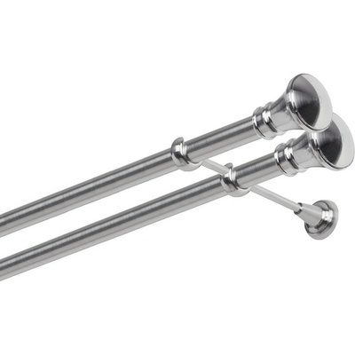 OK-GarnýžeCZ Garnýž kovová dvouřadá 25/25mm Koloseo double nerez 230 cm do stěny / na tunýlek - bez kroužků