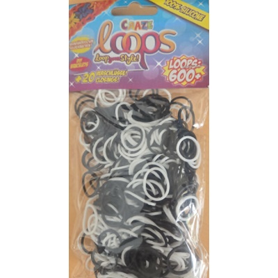 Gumičky Loom Craze mix černobílé 600 ks