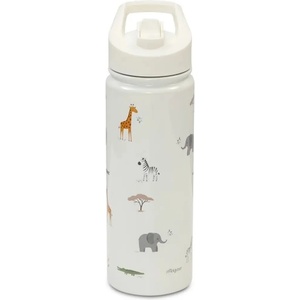 Interbaby Детски термос със сламка Interbaby - Jirafa Savanna, 550 ml, бежов (TE003-05)
