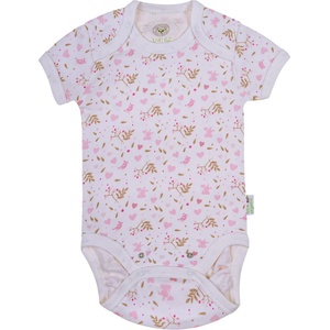 Bio Baby Боди с къс ръкав Bio Baby - органичен памук, 56 cm, 1-2 месеца, бяло-розово (97220123) - baby