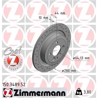 Brzdový kotúč (cena za 1ks) ZIMMERMANN 150.3489.52