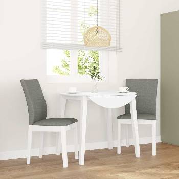 vidaXL Трапезни столове с възглавници 2 бр Бяла масивна дървесина гума (4102451)