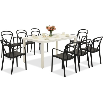 BICA Комплект градински мебели King/Vague в бяло и антрацит за 8 души Bica (BC440BL-8xBC312ANT)