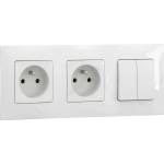 Legrand - Двойна битова розетка 250V/16A и двоен ключ №5 с бяла рамка NILOE (LR0023D)
