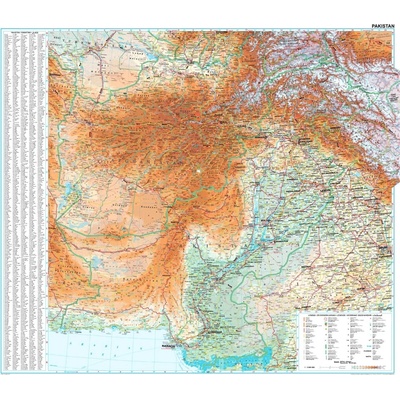 Gizi Map Pákistán - nástěnná mapa 100 x 88 cm Varianta: bez rámu v tubusu, Provedení: laminovaná mapa v lištách