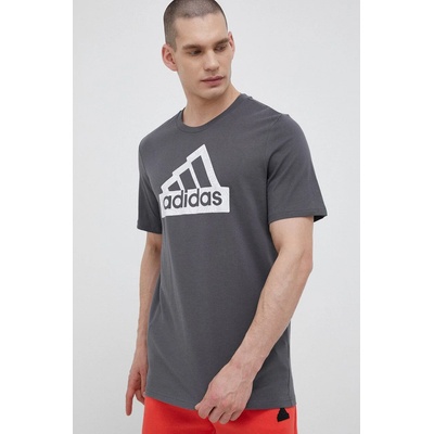 Adidas Памучна тениска adidas в сиво с принт (H49666)