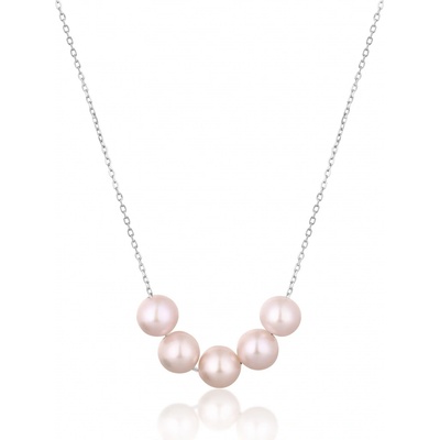 JwL Luxury Pearls Jemný strieborný náhrdelník s ružovými riečnymi perlami JL0784