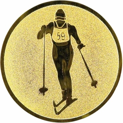 Bežecké lyžovanie: Hliníkový emblém na trofej Ø25mm zlatá