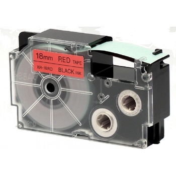 Pro Casio Съвместима лента с Casio XR-18RD1, 18mm x 8m черен печат / червен фон (XR18RD)