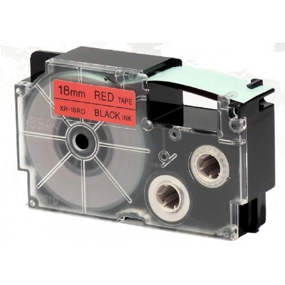 Compatible Съвместима лента с Casio XR-18RD1, 18mm x 8m черен печат / червен фон (XR18RD)