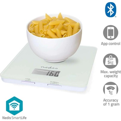 Nedis KASC800WTW SmartLife kuchyňská váha Bluetooth, bílá