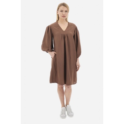 La Martina Woman Long Dress Viscose Linen hnedá