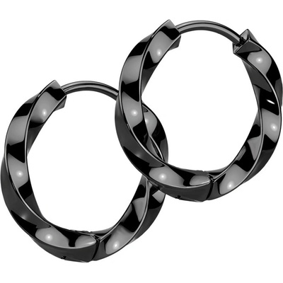 Steel Edge náušnice z chirurgické oceli kroužky SESE4589-10 Černá