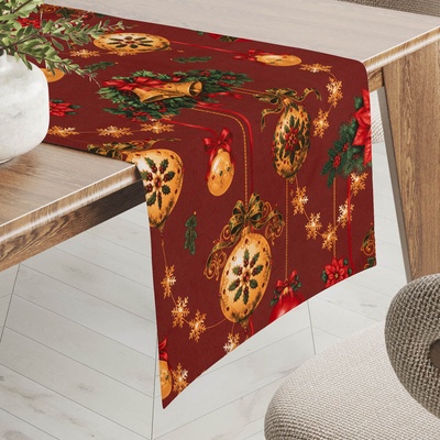 Biante bavlna běhoun Sandra SA-809 Vánoční ozdoby na vínově červeném 35x180 cm