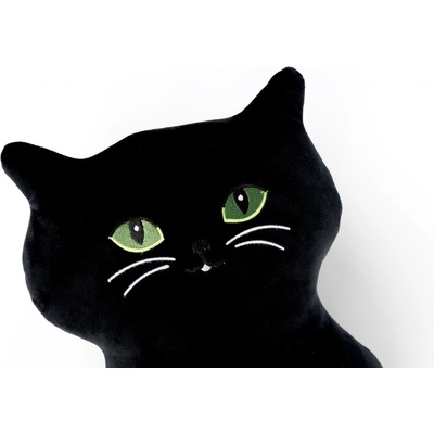 Sleep-well polštář plyšák kočka mikrospandex černá zelené oči 30cm