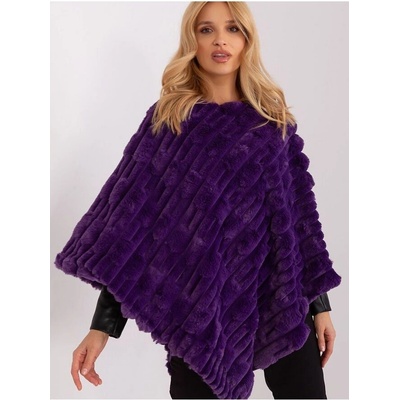 ITALY MODA kožešinové teplé pončo -at-pn-2347.68 dark purple