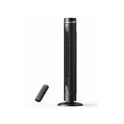 pedestal fan with DC motor, 12 speeds, 90° oscillation, AI temperature mode, 24h timer, touch control & remote control - quiet & energy saving for home & office - PFT125ARCPKDE
