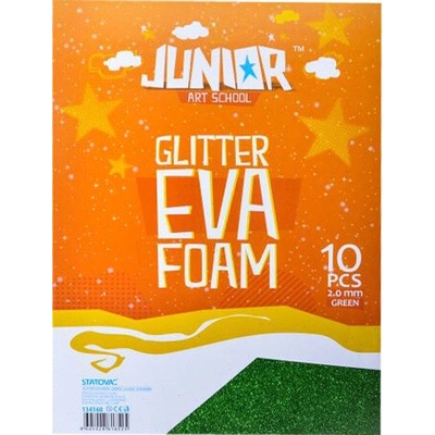 JUNIOR-ST Dekorační pěna A4 EVA 10 ks zelená tloušťka 2,0 mm glitter