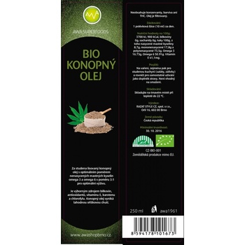 AWA superfoods konopný olej Bio Raw 250 ml