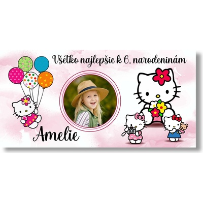 Personal Narodeninový banner s fotkou - Hello Kitty Rozmer banner: 130 x 65 cm