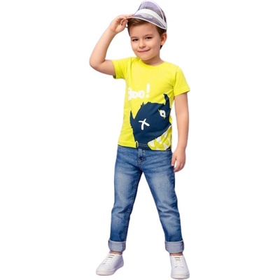 Winkiki Chlapecké tričko BOO PŘÍŠERA krátký rukáv neonově zelená