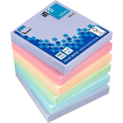INFO NOTES Самоз лист Info Notes Микс Пастел 75х75mm 6бр (1901030-58-5854-80)