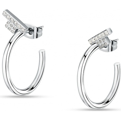 Trussardi Pôvabné oceľové náušnice so zirkónmi T-Logo TJAXC33