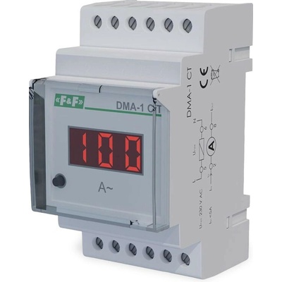 DMA-1 CT - 1-fázový digitálny ampérmeter, nepriame meranie x/5A, na DIN lištu