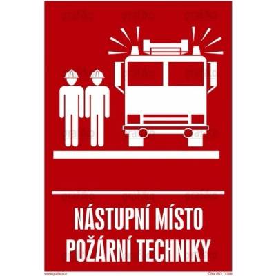 Grafiko | Nástupní místo požární techniky - Text obrázku Nástupní místo požární techniky, Materiál Hliník, Rozměr 297x210mm